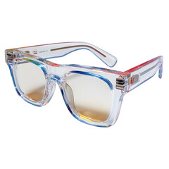 Pair of 3D glasses with shadow, isolated on transparent background