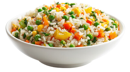 Delicious Plate of Fried Rice with Egg, Chicken and Vegetables Isolated on a Transparent Background