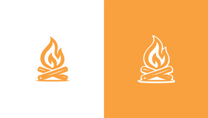 Campfire silhouette logo in minimalist vector style, generative ai