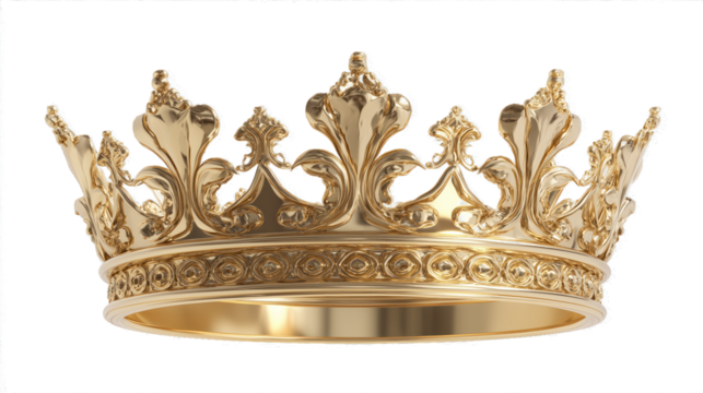 Ornate Gold Crown for Royalty, Luxury, and Elegance Themes