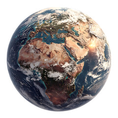 Planet Earth with atmosphere glow, isolated on transparent background