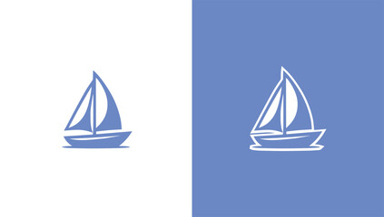 Traditional sailboat silhouette logo in minimalist vector style, generative ai