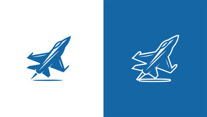 Fighter jet silhouette logo in minimalist vector style, generative ai