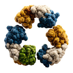 Recycle symbol made from arrows, 3D render, isolated on transparent background