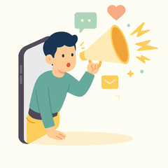 vector attention megaphone character