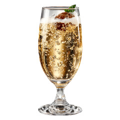 Sparkling champagne glass tower, isolated on transparent background