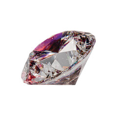 Sparkling diamond gemstone with facets, isolated on transparent background