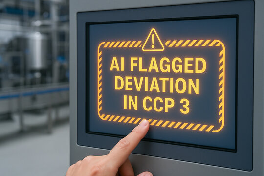 AI flagged deviation on control panel highlights critical point in hazard analysis for HACCP system ensuring food safety and quality control