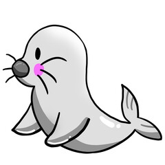 귀여운 회색 물개 캐릭터 일러스트