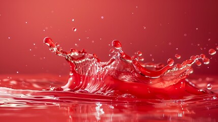 A vivid splash of berry juice creating arcs against a solid red background.