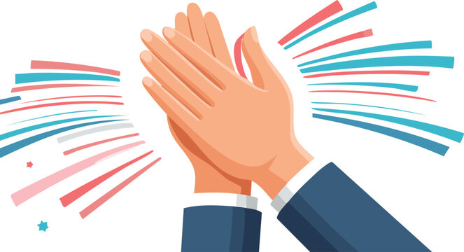 Clapping Hands with Energetic Motion Lines in Celebration