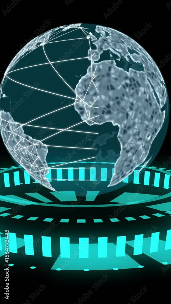 Aufkleber animation of data processing over globe