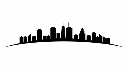 Naklejka premium Silhouette of a cityscape with various buildings and skyscrapers against a white background view vector
