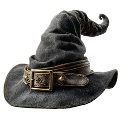Witch hat with buckle and curl, isolated on transparent background