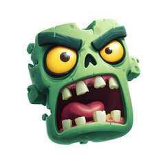 Zombie emoji with green face, isolated on transparent background