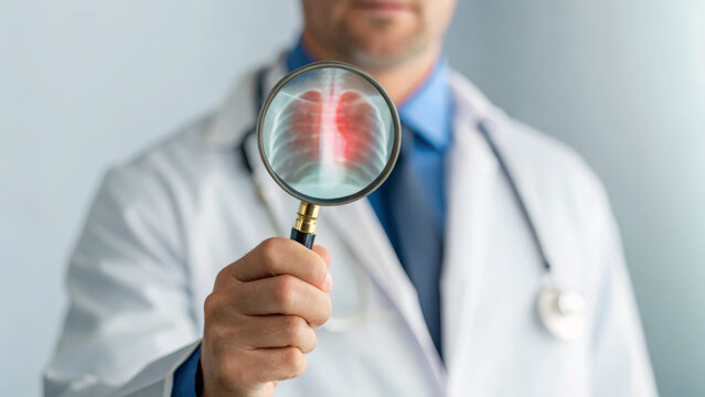 Cancer check lung concept. Doctor stethoscope magnifying glass lung chest cancer check health medical. Ct screening,health checkup,scan,chest,xray,examination hospital,medical diagnosis,radiology