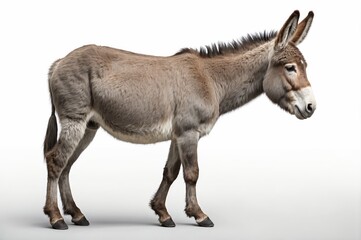 Obraz premium Grey donkey, side profile, against white background