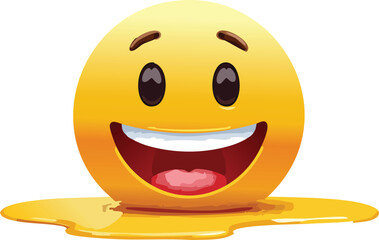 Fototapeta premium Trendy Melting Emoji Face Dripping with Surreal Expression