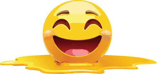 Trendy Melting Emoji Face Dripping with Surreal Expression