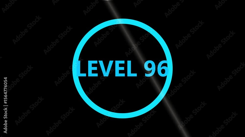 Aufkleber level 96 text animation. level eight text font, level up text animation. level- 96 text animation