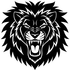 lion head vector silhouette on white background