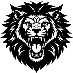 Obraz premium lion angry face silhouette on white background