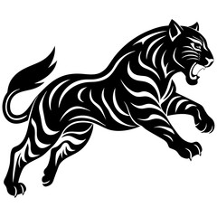 vector illustration of a tiger silhouette on white background