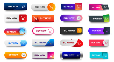 Set of Buy Now icons button design. Colorful shop cart button pack for website, ads, UI, and project. vector EPS 10