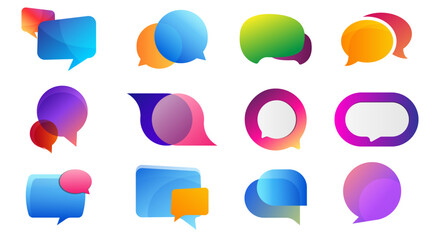 Set of Chat bubble icon design with colorful gradient. vector