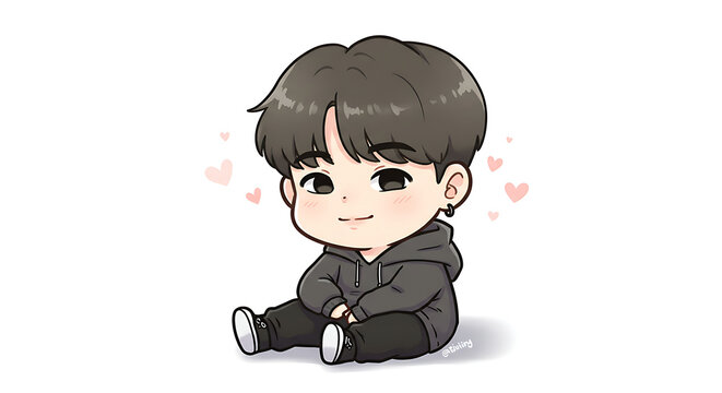 little boy with love BTS cartoon