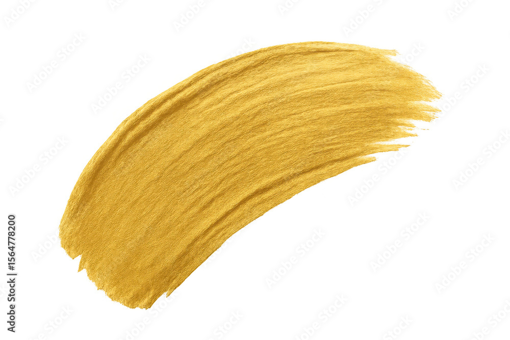 Poster gold paint brush stroke creating a curved shape, ideal for adding a touch of luxury to designs with 