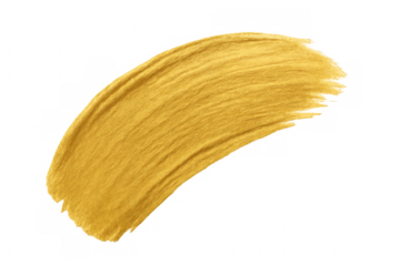 Gold paint brush stroke creating a curved shape, ideal for adding a touch of luxury to designs with transparent background