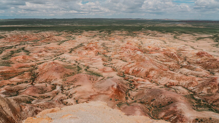 Colorful Eroded Landscape with Wavy Patterns near Tsagaan Suvarga, Mongolia