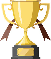 Victorious Trophy Grinning While Holding a Shiny Ribbon