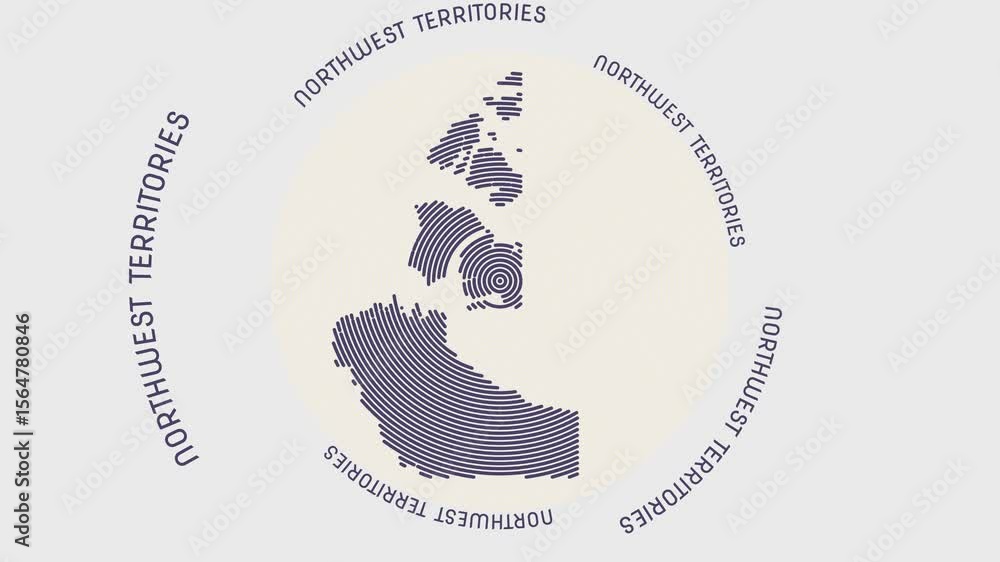 Poster northwest territories shape with dynamic circles visual effect. animation of northwest territories l