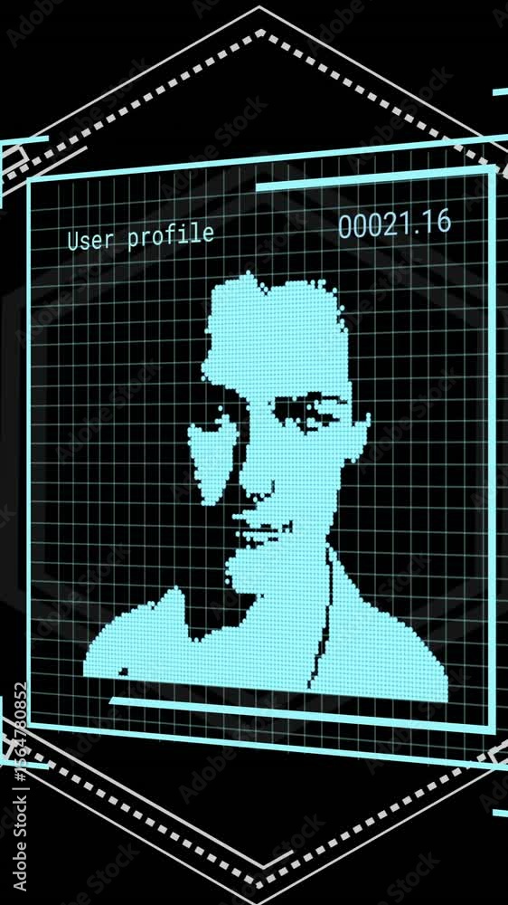 Aufkleber animation of data processing and digital photo over black background