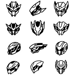 A versatile collection of modern robot head emblems for creating a powerful and memorable company logo