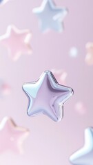 Obraz premium Glassy translucent stars drifting across soft pastel hues, evoking ethereal celestial dreamscape