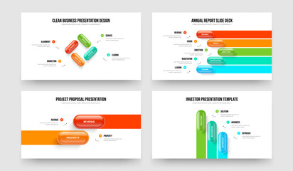 Digital Briefing Four Five Two Three Step Infographic Slideshow Template Vector Illustration Set. Investor Campaign 4 5 2 3 Option Diagram Slide Design Bundle.