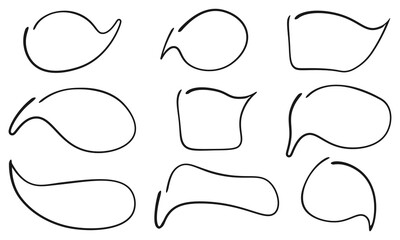 Speech Bubble Clipart, Hand Drawn Speech Bubble, Collection of Speech Bubbles, Simple Line art Frames, Doodle, Set of Hand Drawing Frames, Border, Blank Speech Bubble Balloon, Transparent Background