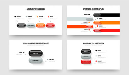 Digital Insight Four Five Two Three Element Infographic Slide Template Vector Illustration Collection. Project Growth 4 5 2 3 Option Diagram Frame Design Set.