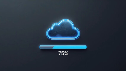 Cloud Backup Progress UI, Digital Cloud Storage Concept, Secure Backup Upload Visualization, Cloud Progress Bar, generative ai