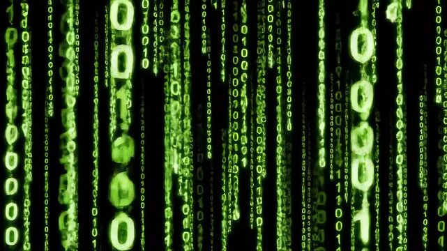 Classic vertical matrix binary code stream animation