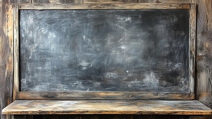 Grunge Blank Chalkboard with Distressed Wooden Frame - Rustic Empty Space for Text, Menus, or Presentation Design