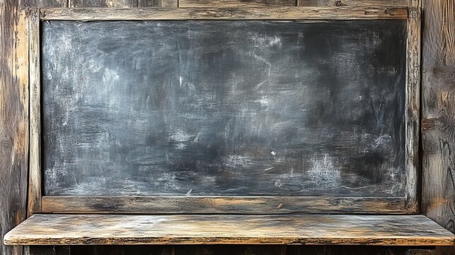 Grunge Blank Chalkboard with Distressed Wooden Frame - Rustic Empty Space for Text, Menus, or Presentation Design