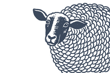 Sheep head hand drawn sketch vector illustration
