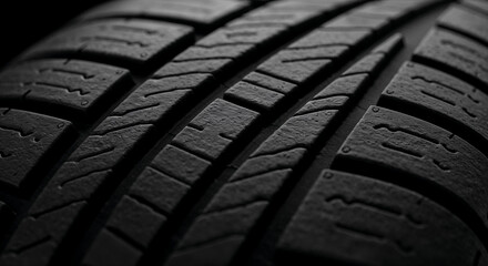 Extreme Close-up of Tire Tread Pattern