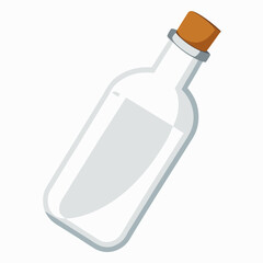 Clear bottle with cork stopper vector icon on white background.
