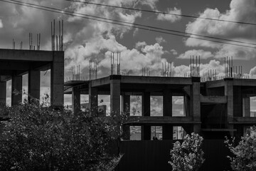 Concrete Frame of a New Building under Construction