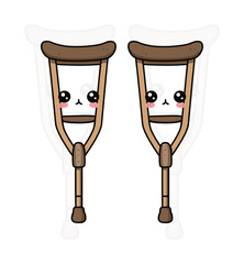 Kawaii Medical Crutch Chibi Illustration